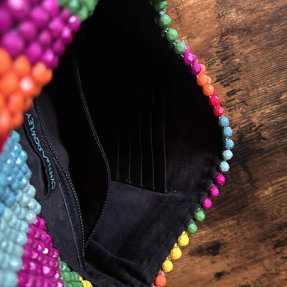 1970’s Cynthia Rowley Rainbow Stripe Beaded Multicolor Crossbody Ba.g - Picture 6 of 11